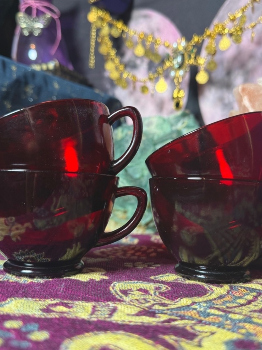 Anchor Hocking Ruby Red Set Of 4 Tea Glass Cups